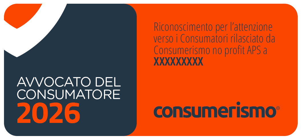 Label Avvocato del Consumatore 2026: riconoscimento per l'attenzione verso i consumatori rilasciato da Consumerismo No Profit APS